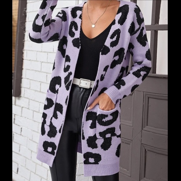🆕LAST ONE!🛍 Lavender Leopard Cardigan 🐾 - Picture 2 of 6